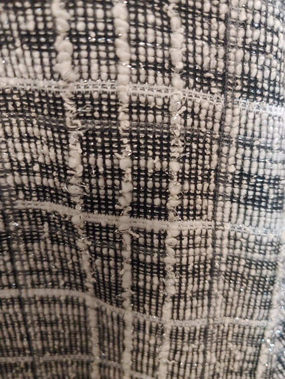 Women's Black & White Tweed Zip-Front Jacket with Silver Thread Woven Thoughout. - Picture 3 of 3